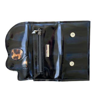 Skull Wallet – Shiny Black (Leopard Eyes)